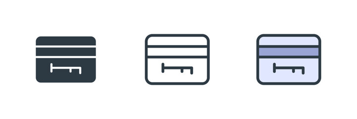 key card icon set vector illustration. line, glyph, color symbol isolated on white background