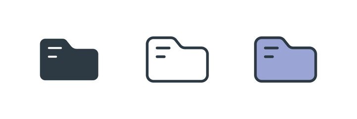 folder icon set vector illustration. line, glyph, color symbol isolated on white background