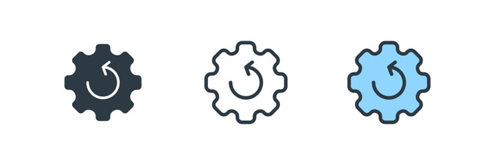 gear icon set vector illustration. line, glyph, color symbol isolated on white background