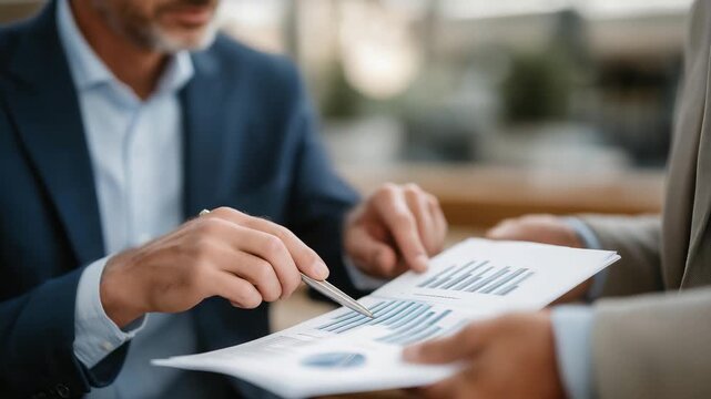 Close-up of founders interacting with floating financial projections and AI suggestions for market trends &mdash; representing data-driven decision making, modern investment preparation, and