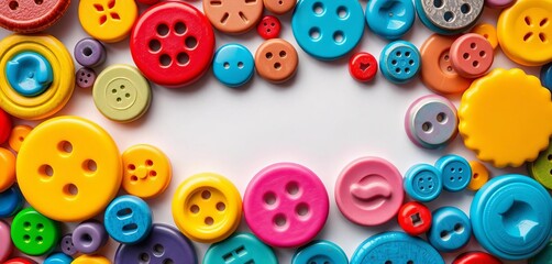 Vibrant, assorted buttons in various shapes, sizes, and colors,  sizes,  pattern