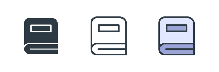 book icon set vector illustration. line, glyph, color symbol isolated on white background