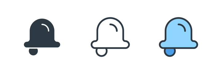 bell icon set vector illustration. line, glyph, color symbol isolated on white background