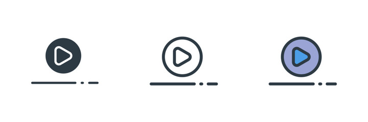 video icon set vector illustration. line, glyph, color symbol isolated on white background