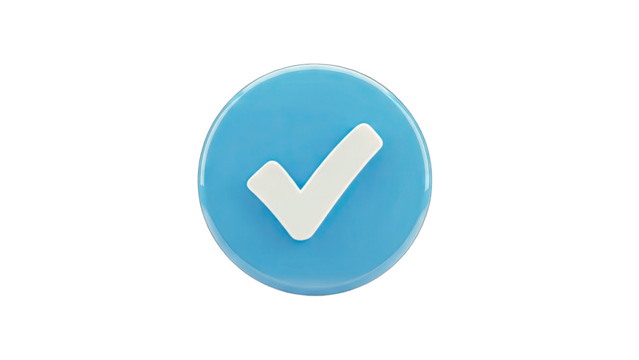 3D Blue Check Mark Icon on White Background - Powered by Adobe