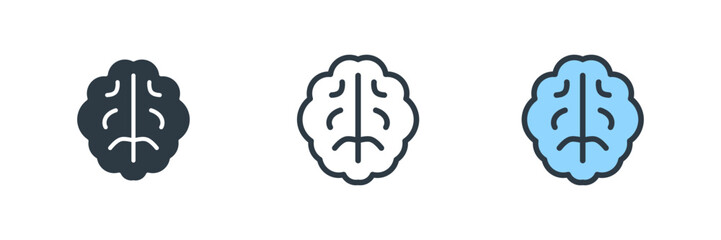 brain icon set vector illustration. line, glyph, color symbol isolated on white background