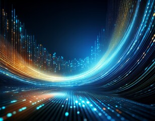 big data stream forming a futuristic circular wave with binary code perfect for projects related to information technology cyberspace and the future of data