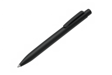 Black ballpoint pen for writing, drawing, and office work with transparent background, essential stationery item