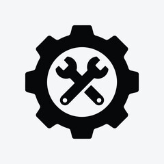 Metal gears and golden key isolated on white background vector illustration