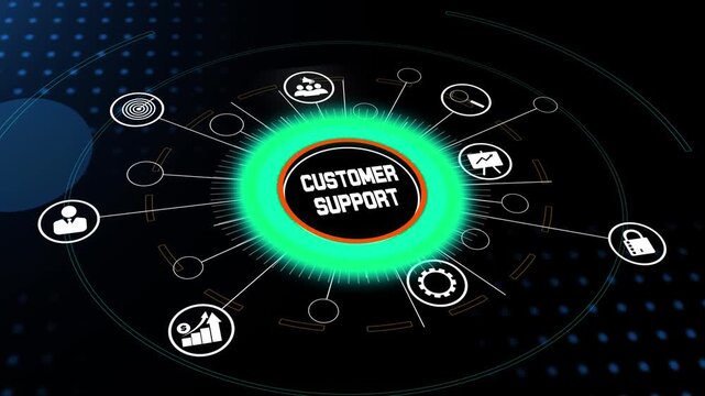 Customer support in a digital context, illustrating 24/7 technical assistance and business helpdesk services, 3d visualization