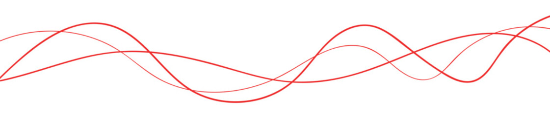 Thin line wavy red abstract vector background. Curve wave seamless pattern. Line art striped graphic template. Vector illustration.