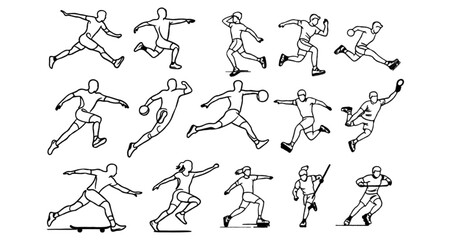 Dynamic basketball player silhouette collection for sports branding, athletic design, and energetic team visuals, perfect for posters and action themes