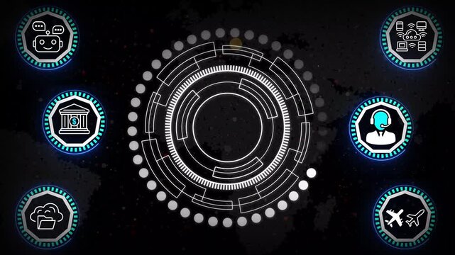 This monochrome adaptive HUD array illustrates modular signal transitions and rotational control logic inside a precision-driven digital environment for enterprise workflows