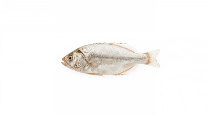 Fototapeta premium A fish isolated on a white background, showcasing its scales and fins.