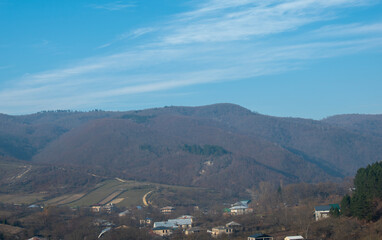 Mountain village. Autumn panorama.