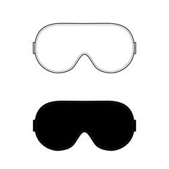 Vector illustration of a white and black sleep mask. Spa accessory silk fabric glasses for healthy eye rest. Set of sketches eye mask.