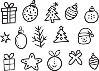 Collection of Christmas seamless patterns in the style of doodle. Christmas hand-drawn icon set. vector 