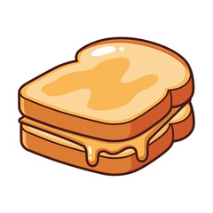 Melting Cheese Toast Illustration – Gooey Sandwich Food Vector Icon