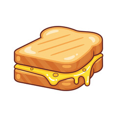 Melting Cheese Toast Illustration – Gooey Sandwich Food Vector Icon