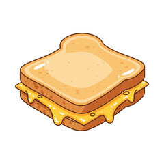 Melting Cheese Toast Illustration – Gooey Sandwich Food Vector Icon