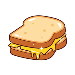 Melting Cheese Toast Illustration – Gooey Sandwich Food Vector Icon
