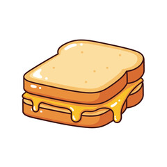 Melting Cheese Toast Illustration – Gooey Sandwich Food Vector Icon