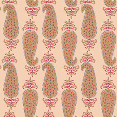 Abstract seamless color full paisley flower leaf bunch pattern