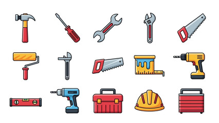 Obraz premium Collection of Construction and Repair Tools Isolated on White.
