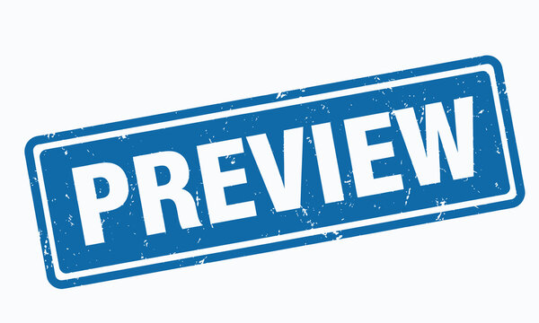 Preview stamp logo with blue border and white text