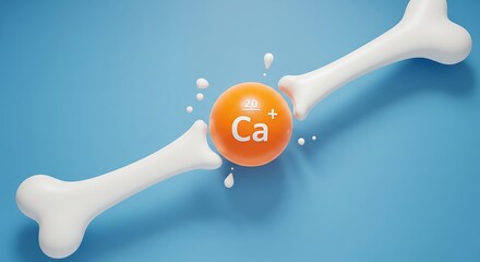 Calcium supplement for bone health with a bone illustration