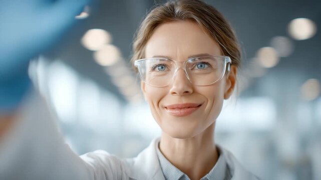 Science in Focus: A dedicated scientist, radiating expertise, peers intently at a scientific device, embodying the spirit of innovation.