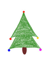 Simple Christmas Tree with Colorful Ornaments – Minimalist Holiday Symbol for Festive Decor and Design.