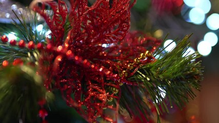 Christmas tree decorations on a Christmas tree, blurred background. - Powered by Adobe