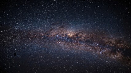 A view of the night sky with stars and the Milky Way galaxy. Astronomy and space observation, cosmic phenomena. The universe and celestial objects.