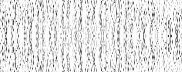 Simple waves with continuous wavy dot lines. Hand-drawn lines, fine patterns, web design, greeting cards, textiles, technology backgrounds. © Vina