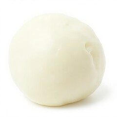 Fresh Mozzarella Cheese Ball Isolated on White Background, Realistic Dairy Product Image