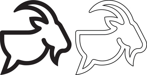 Goat or Ram Head Icon in a Speech Bubble for Conversation, Mascot, or Voice