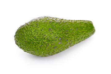 Green avocado close up isolated on white background
