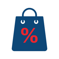 Stylish Shopping Bag Icon with Discount Percentage Symbol, Perfect for E-commerce and Retail Promotions, Eye-catching Vector Design for Marketing