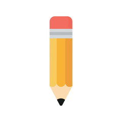 Minimalist Flat Design Illustration of a Yellow Pencil with Pink Eraser on White Background for Education and Creativity Themes