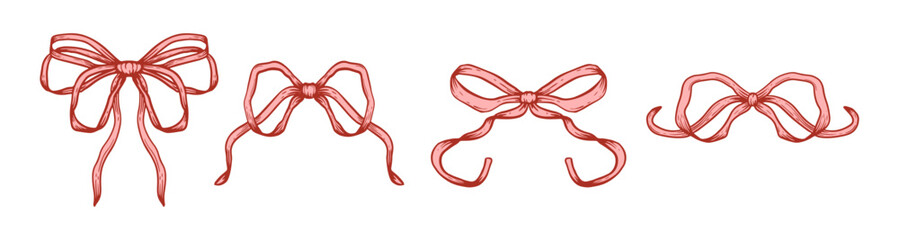 Whimsical bow and ribbon vector illustration for a cute gift or invitation