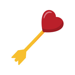 Heart-Shaped Arrow Illustration, Cupid Symbol, Romantic Icon for Valentine's Day, Love and Affection Graphics, Isolated on White Background