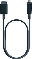 A black cable with a white label