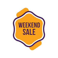 Colorful Weekend Sale Badge, Promotional Label for Discounts, Special Offers and Limited Time Sales, Eye-catching Marketing Graphic Design