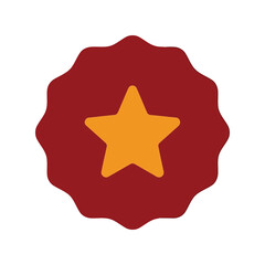 Stylized badge with star emblem, modern graphic design, award achievement symbol, recognition seal, decorative label illustration, contemporary icon