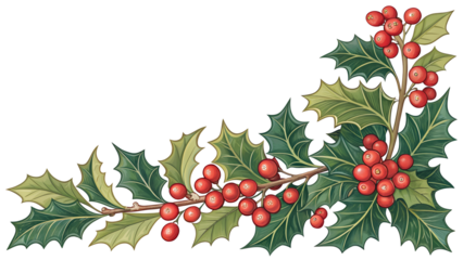 Holly berry colorful vector border
