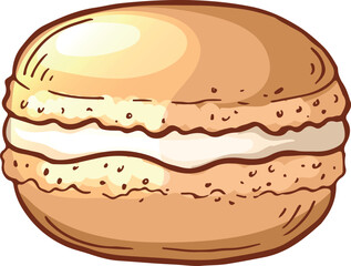 A cartoon drawing of a pastry with a white filling