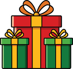 A colorful vector set of decorated gift boxes with bows and ribbons for Christmas, birthday, or holiday celebrations