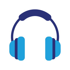 Modern Blue Headphones Vector Illustration, Stylish Audio Gear for Music Lovers, Trendy Sound Equipment Design for Creative Projects, Isolated Icon