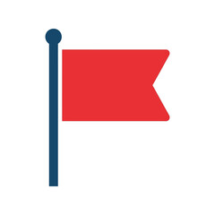 Red flag icon, signaling banner graphic, warning symbol for alerts, vector illustration for notifications, isolated design for presentations, communication tool